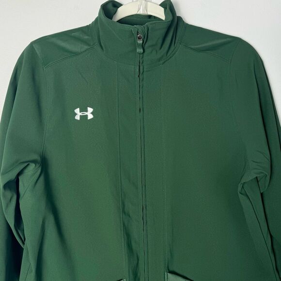 Under Armour Pregame Woven Jacket Green Small Shell Full Zip Water Repellent - Picture 4 of 11